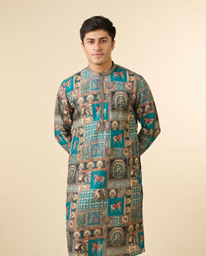 Diwas Men Festive Teal Green Kurta