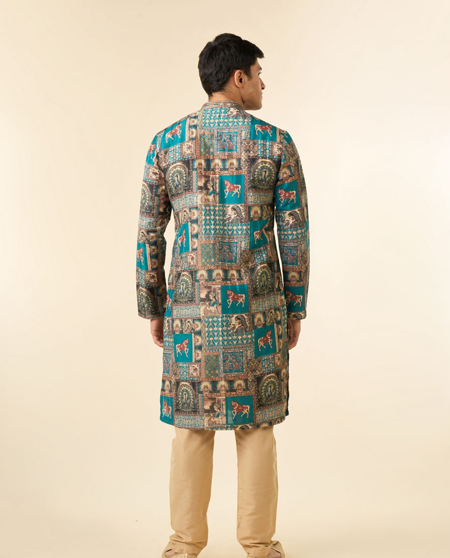 Diwas Men Festive Teal Green Kurta