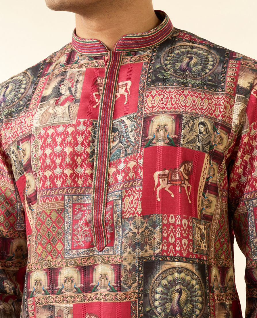 Diwas Men Regal Red Enchantment Kurta