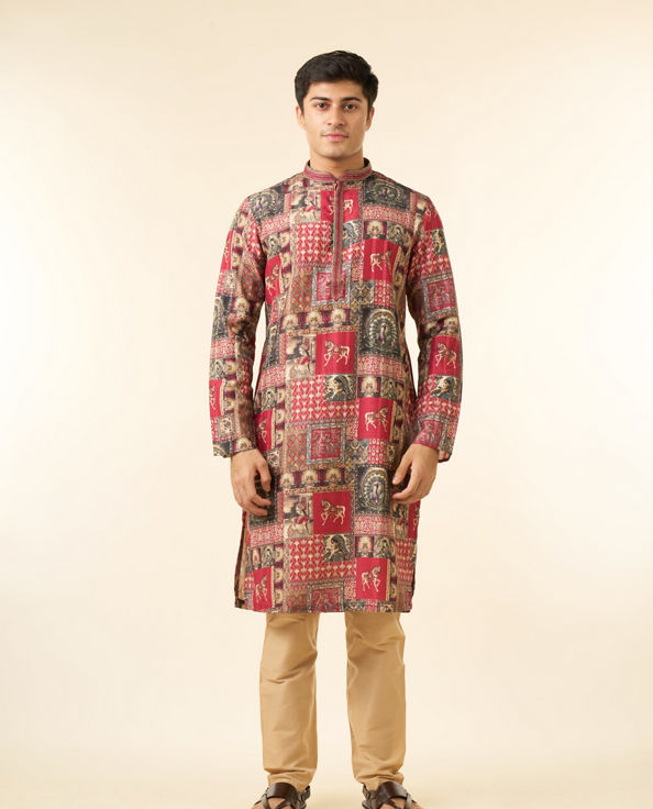 Diwas Men Regal Red Enchantment Kurta