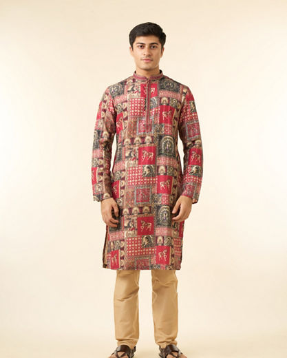 Diwas Men Regal Red Enchantment Kurta