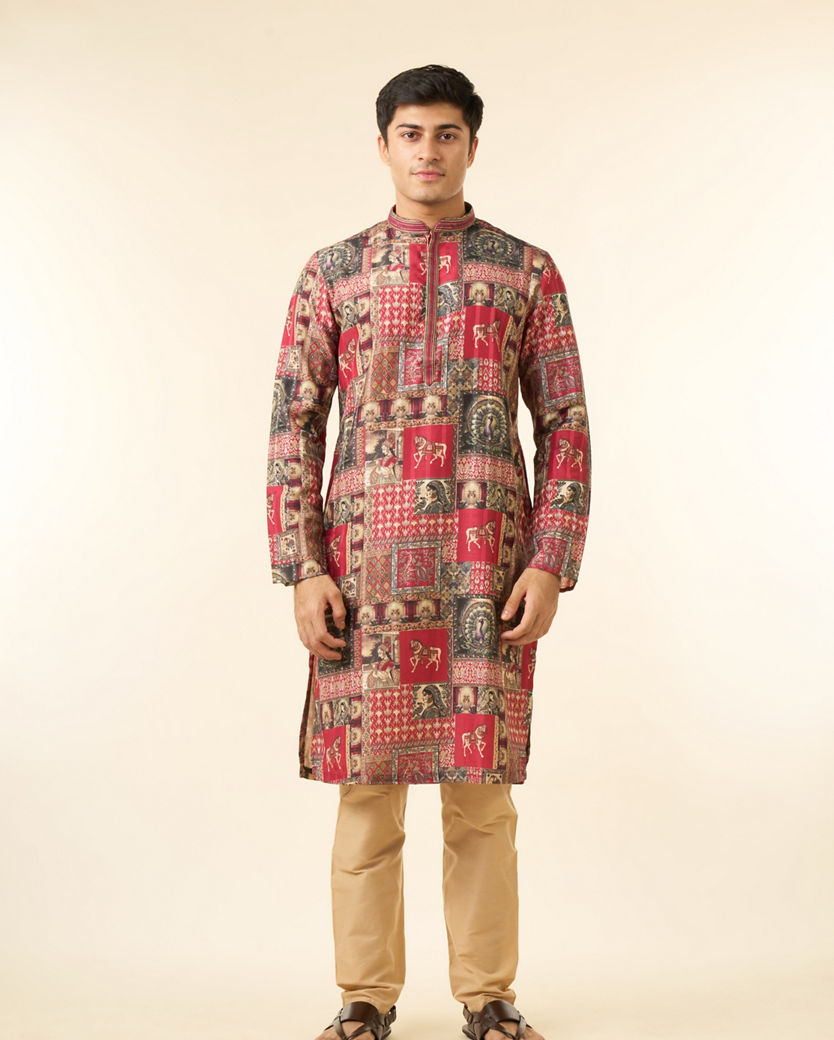 Diwas Men Regal Red Enchantment Kurta