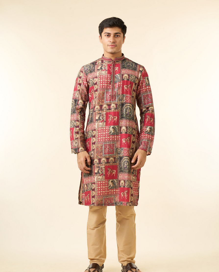 Diwas Men Regal Red Enchantment Kurta