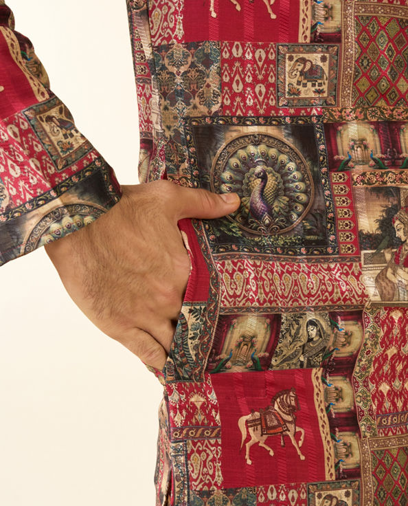 Diwas Men Regal Red Enchantment Kurta