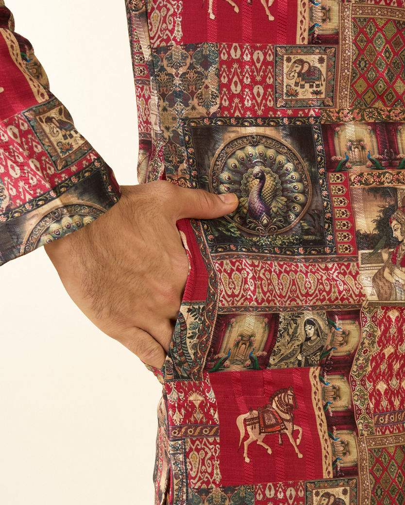 Diwas Men Regal Red Enchantment Kurta