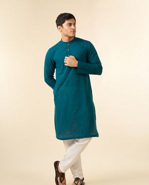 Diwas Men Teal Blue Aura Kurta