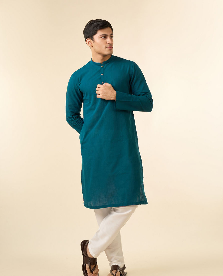 Diwas Men Teal Blue Aura Kurta