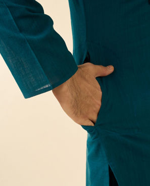 Diwas Men Teal Blue Aura Kurta