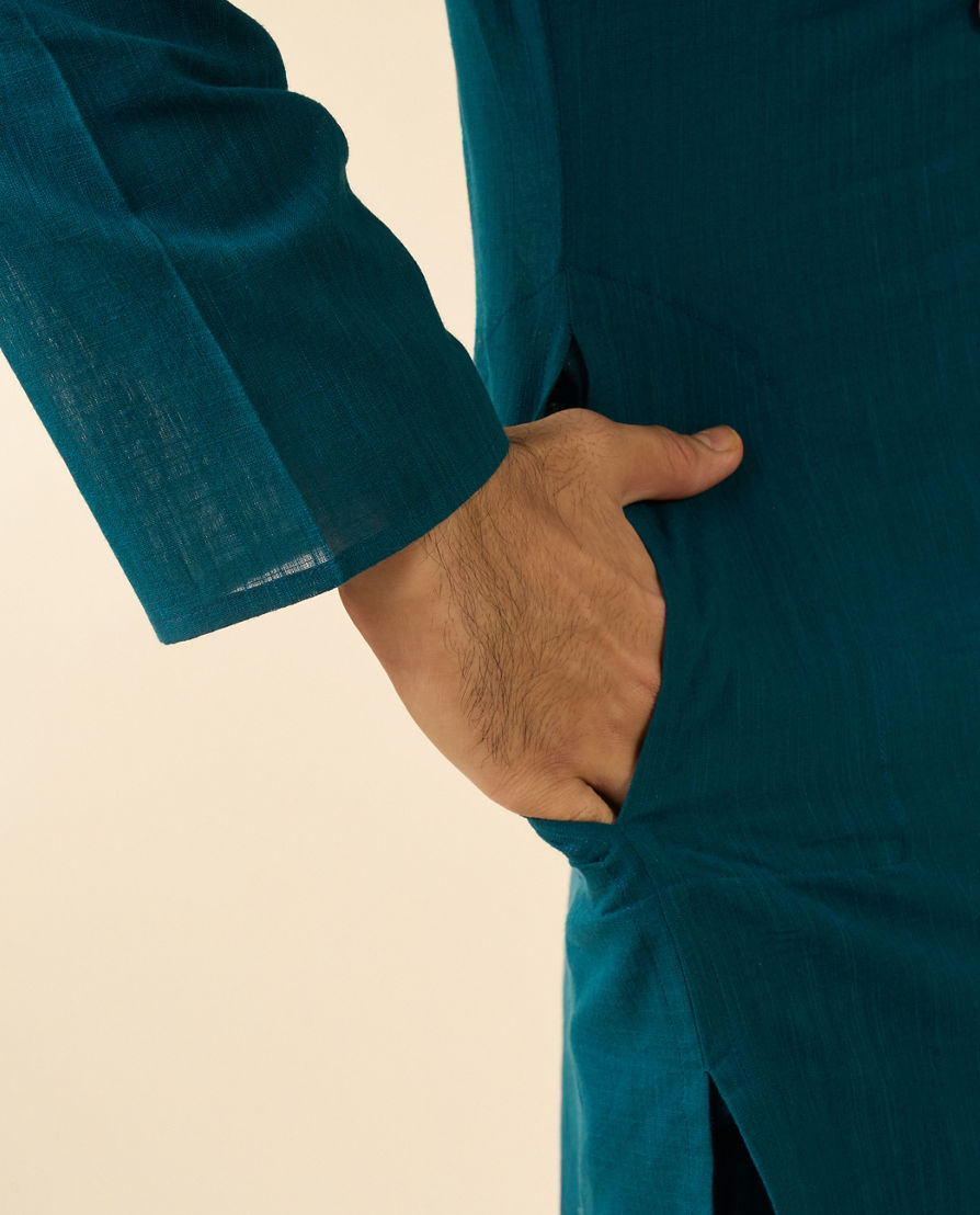 Diwas Men Teal Blue Aura Kurta