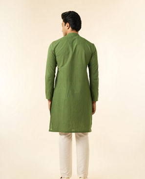 Diwas Men Enchanting Olive Green Cotton Kurta