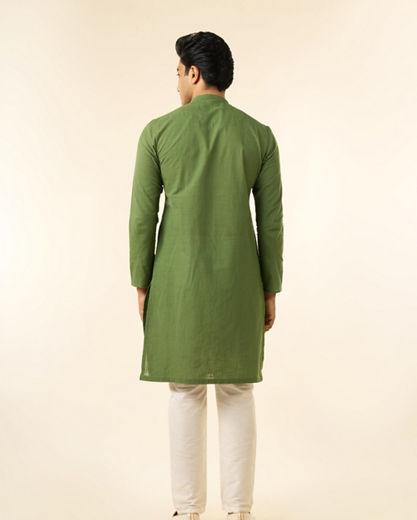 Diwas Men Enchanting Olive Green Cotton Kurta