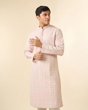 Diwas Men Pink Elegance Georgette Kurta