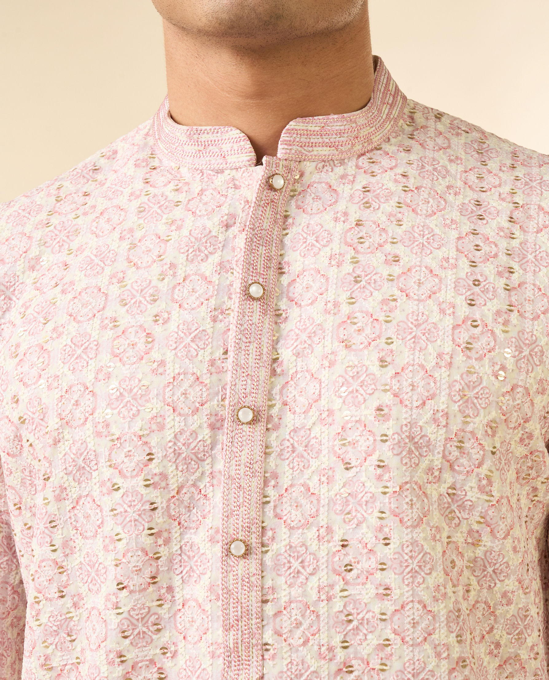 Diwas Men Pink Elegance Georgette Kurta