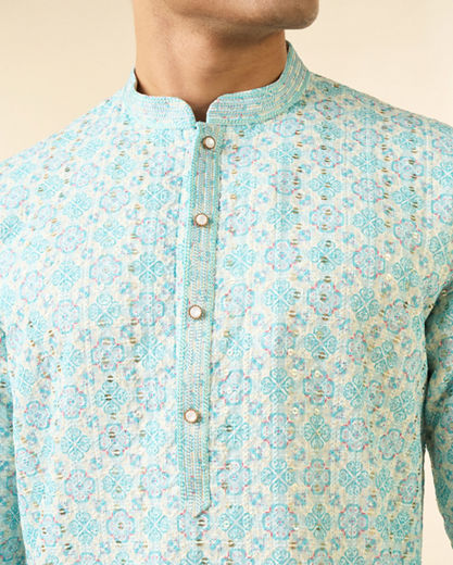 Diwas Men Light Blue Georgette Kurta