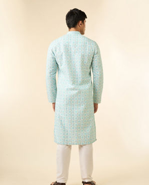 Diwas Men Light Blue Georgette Kurta