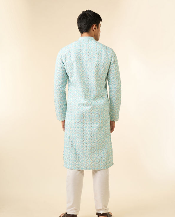 Diwas Men Light Blue Georgette Kurta