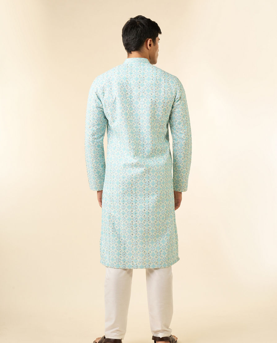 Diwas Men Light Blue Georgette Kurta