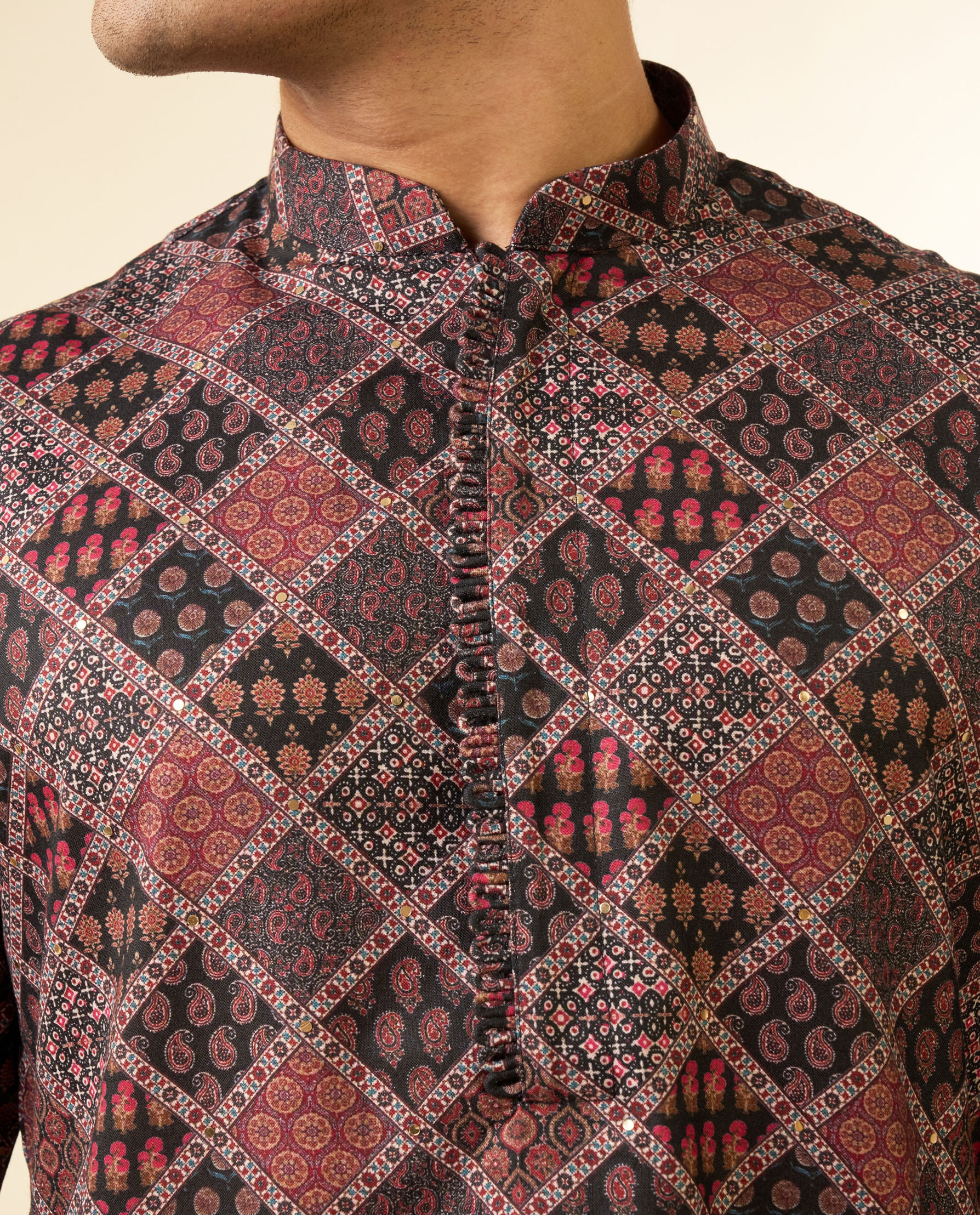 Diwas Men Black Blended Cotton Printed Fancy Kurta