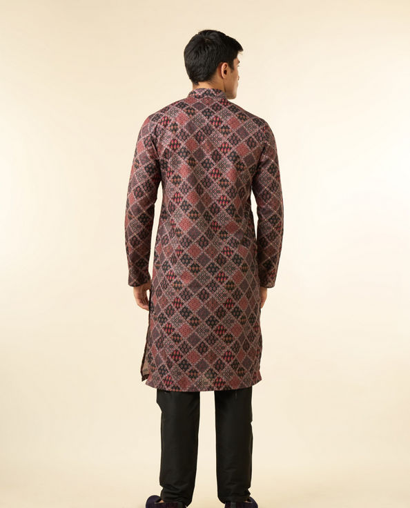 Diwas Men Black Blended Cotton Printed Fancy Kurta