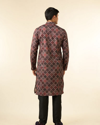 Diwas Men Black Blended Cotton Printed Fancy Kurta