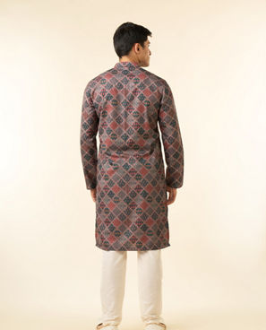 Diwas Men Dark Green Blended Cotton Printed Fancy Kurta