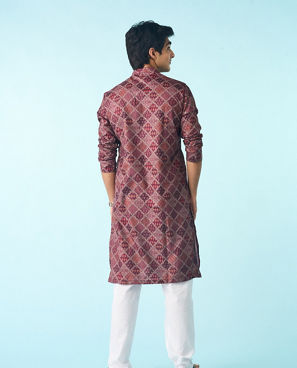 Diwas Men Regal Wine Cotton Kurta Pajama