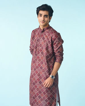 Diwas Men Regal Wine Cotton Kurta Pajama