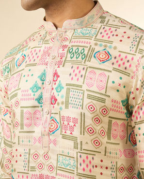 Diwas Men Delicate Beige Celebration Kurta
