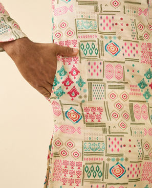 Diwas Men Delicate Beige Celebration Kurta