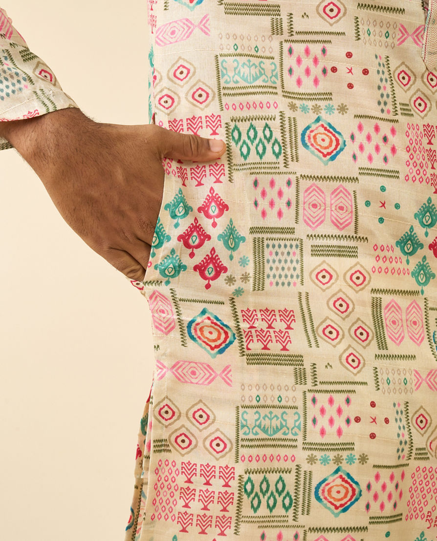 Diwas Men Delicate Beige Celebration Kurta
