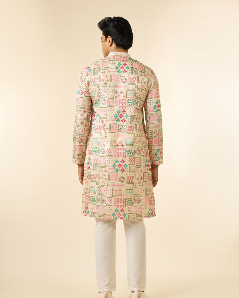 Diwas Men Delicate Beige Celebration Kurta