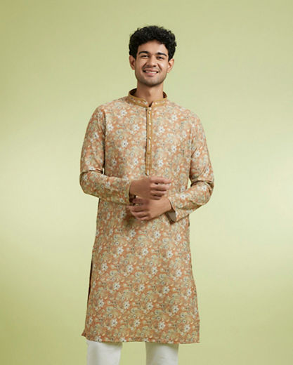 Diwas Men Sunburst Mustard Festive Kurta