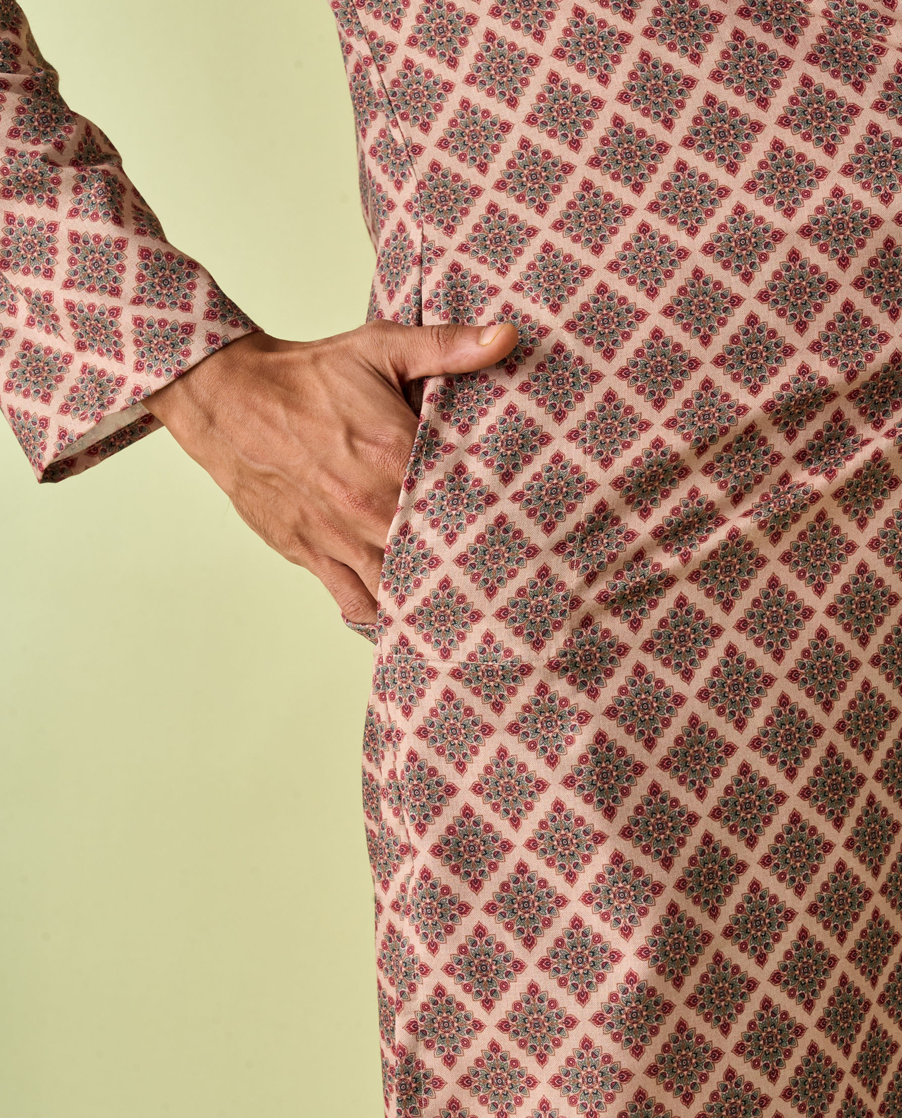 Diwas Men Beige Abstract Modern Kurta