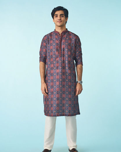 Diwas Men Dark Blue Kurta