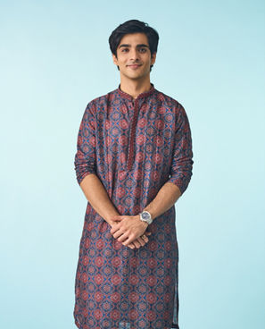Diwas Men Dark Blue Kurta