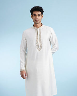 Diwas Men Warm White Festive Kurta