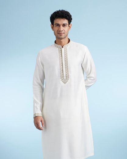 Diwas Men Warm White Festive Kurta