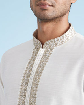 Diwas Men Warm White Festive Kurta