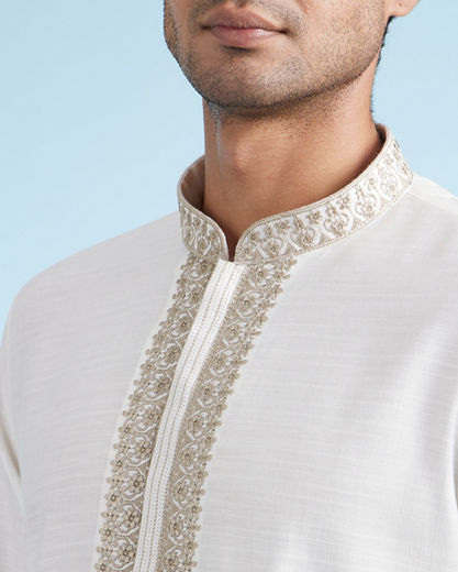Diwas Men Warm White Festive Kurta