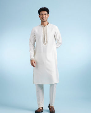 Diwas Men Warm White Festive Kurta