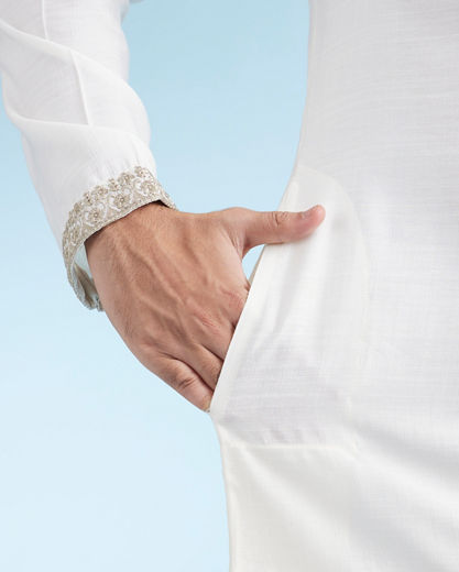 Diwas Men Warm White Festive Kurta