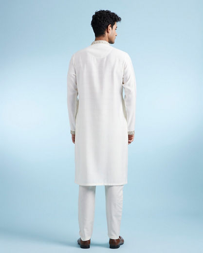 Diwas Men Warm White Festive Kurta