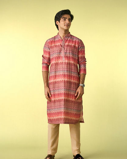 Diwas Men Elegant Coral Kurta