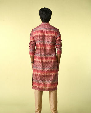 Diwas Men Elegant Coral Kurta