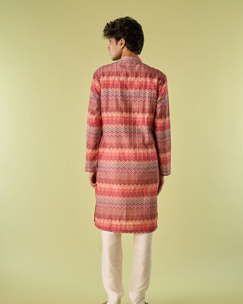 Diwas Men Elegant Coral Kurta