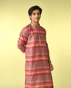 Diwas Men Elegant Coral Kurta