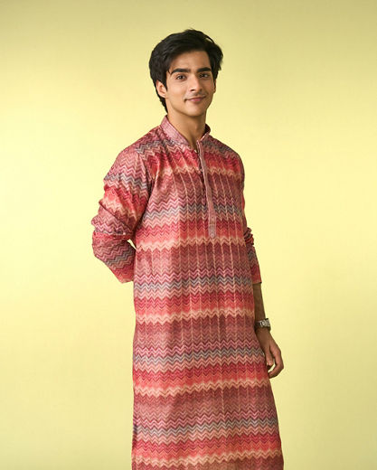 Diwas Men Elegant Coral Kurta