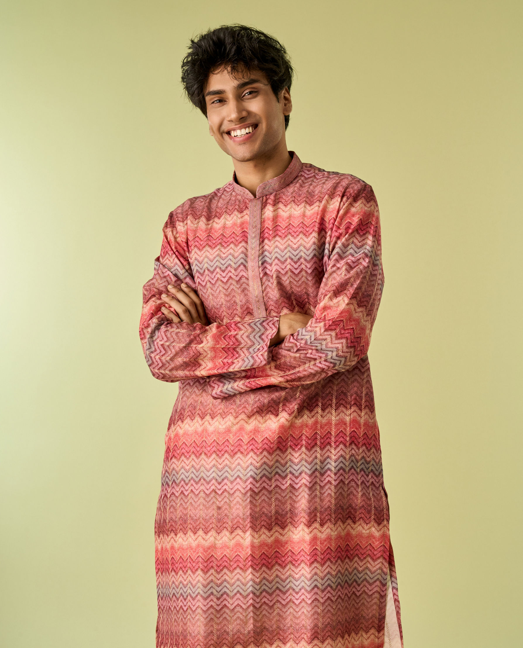 Diwas Men Elegant Coral Kurta