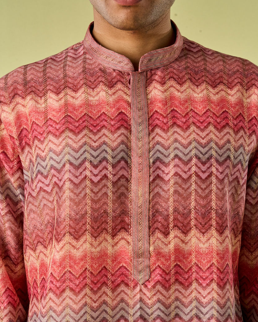 Diwas Men Elegant Coral Kurta