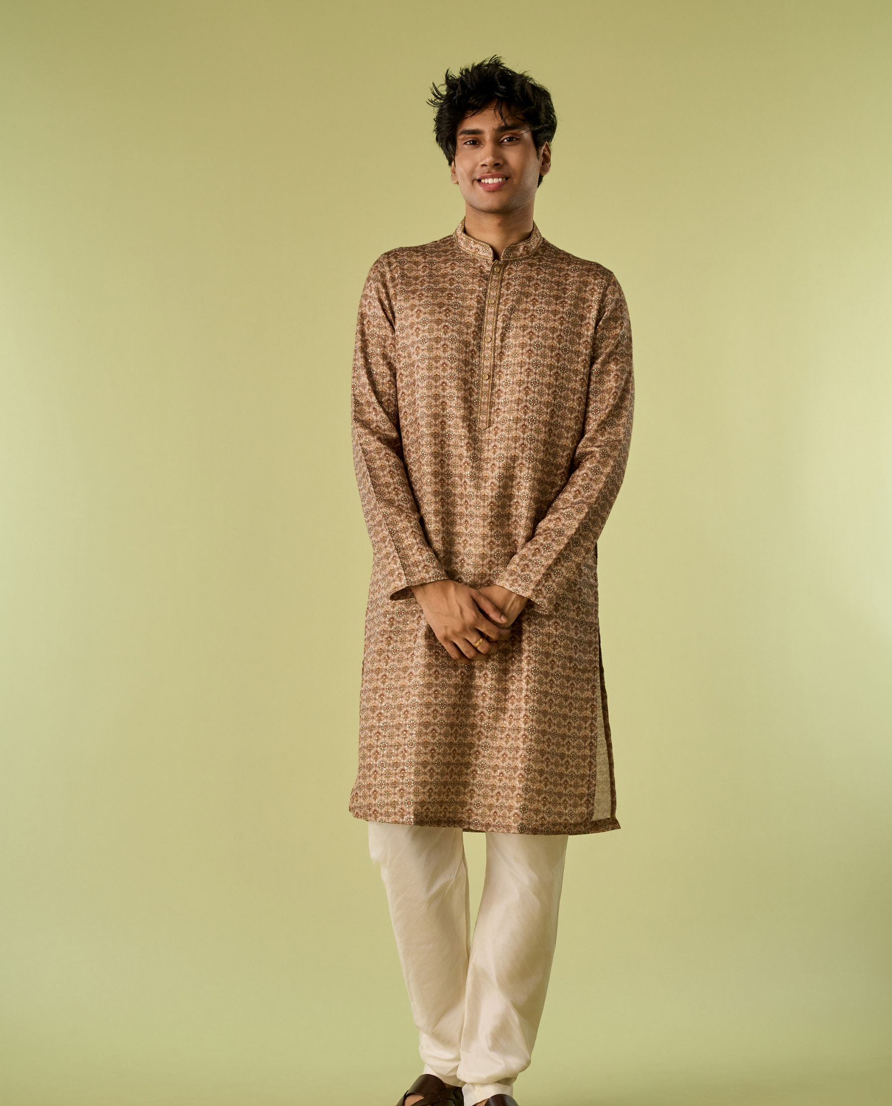 Diwas Men Mehndi Green Kurta